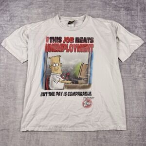 Dilbert Shirt Mens XL White Humor Funny Vtg 90s Comic Cartoon Funny Unemployment